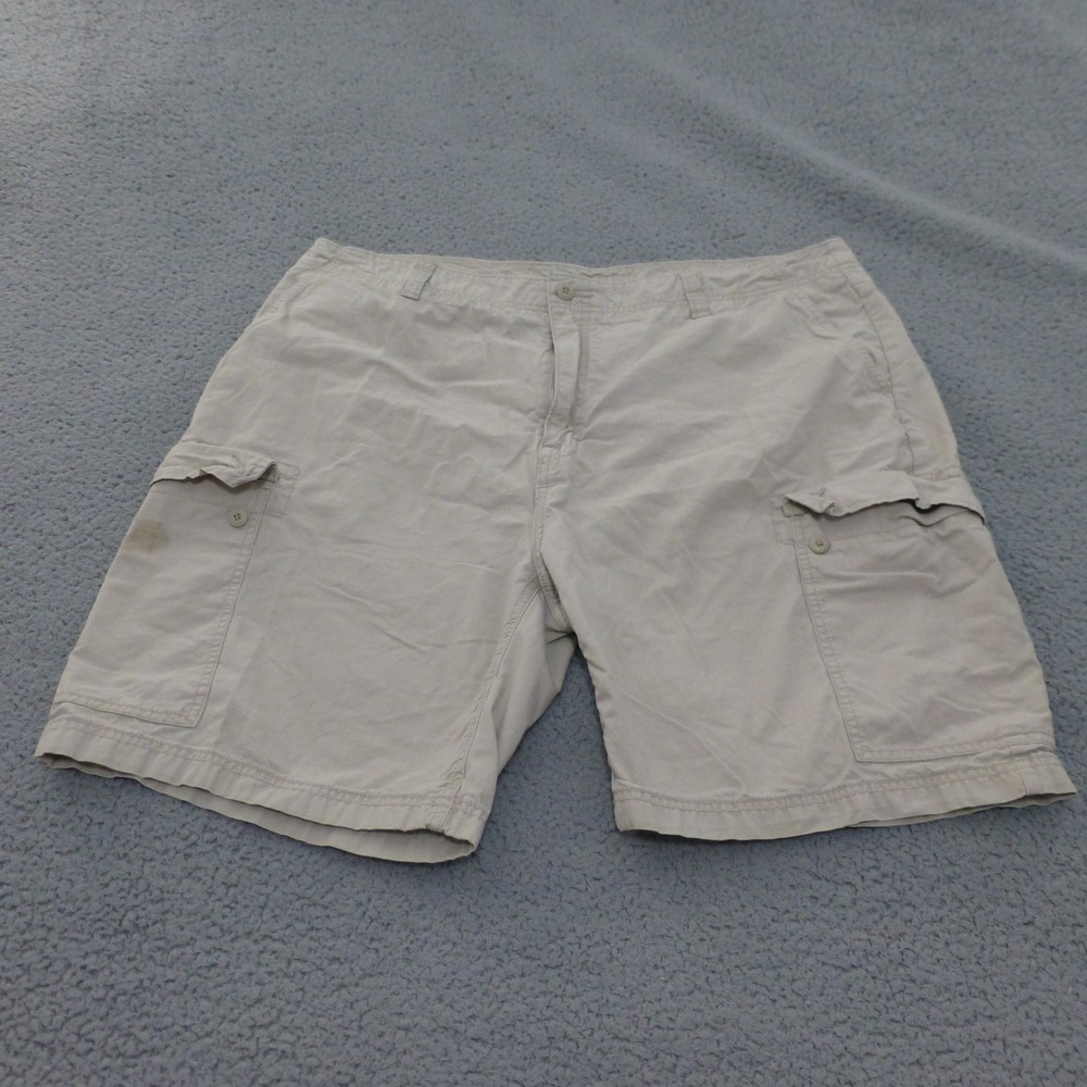 Nautica Cargo Shorts Mens Size 42 Khaki Tan Ripstop Cotton  Nautical Anchor Logo
